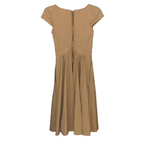 Pink Tartan V Neck Pleated Midi Dress Size 0 - Picture 4 of 12